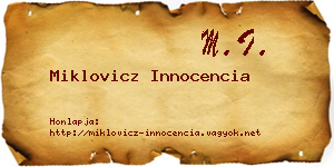 Miklovicz Innocencia névjegykártya